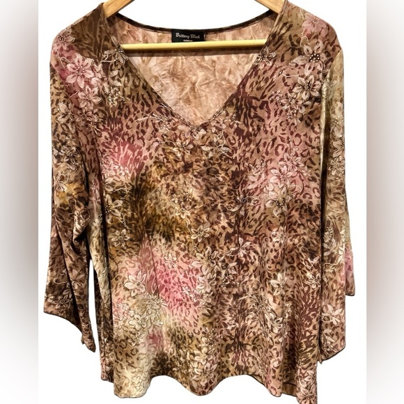 Vintage Brittany Black 90s Y2K Fairycore Blouse v Neck Asymmetrical Sleeve 3X - Picture 2 of 8